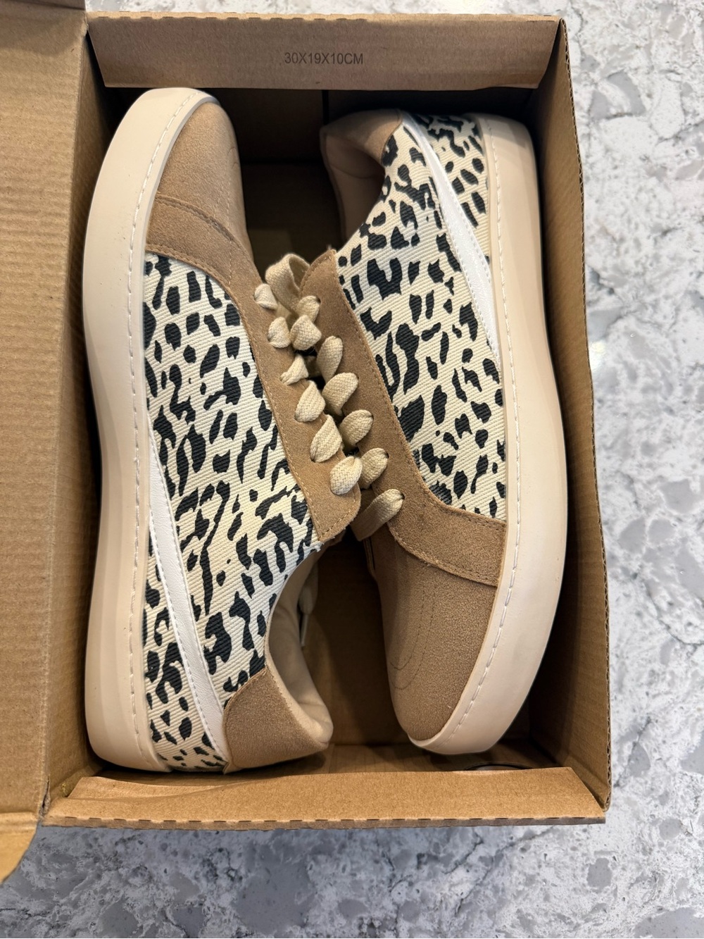 Oasis society Jordan Women's Tan and Black Leopard-Print Sneakers - Picture 2 of 4